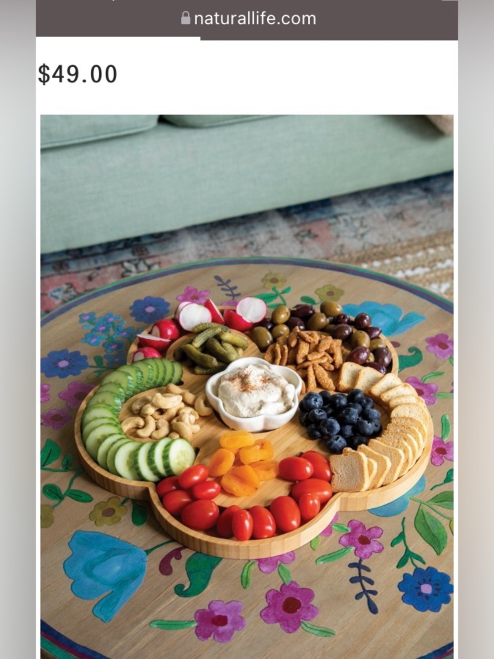 Natural Life Flower Bamboo Charcuterie Board